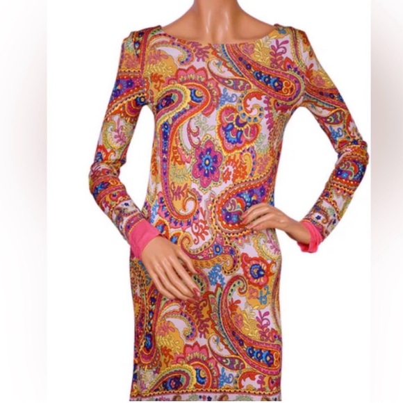 D&G Vibrant Paisley Long Sleeve Dress